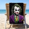 proof beach towel with a Joker character pattern - soft,absorbent,quick-drying,machine washable - perfect for swimming,camping,bathing