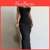 Women Sleeveless Summer Holiday Hot Long Dresses Gown Elegant Sexy Backless Draped Maxi Dress