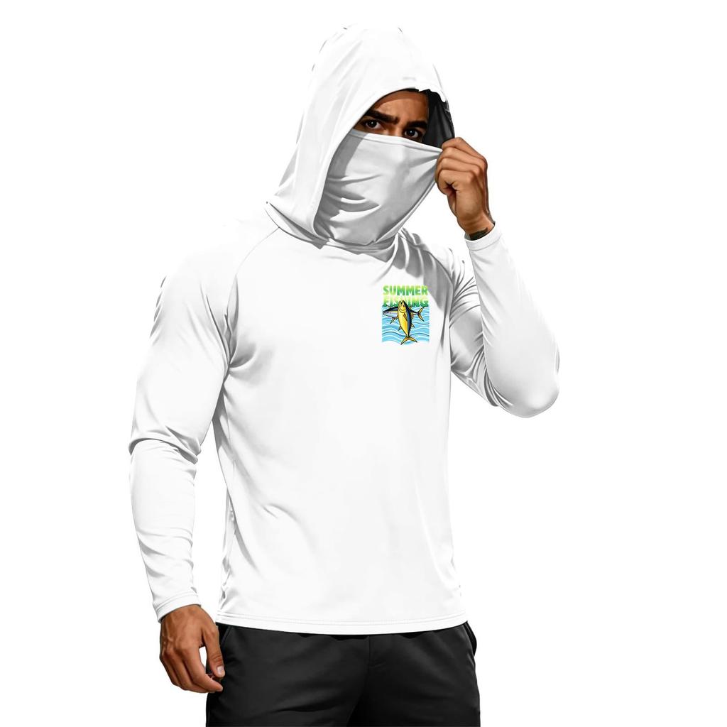 Men's Summer Long Sleeve Quick Dry Hoodie UPF50 Plus Sun Protection Lightweight Fitness Outdoor Sports Hooded Shirt