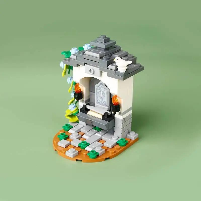 MOC Medieval Building Blocks Set Hanging Cage Guillotine Castle Fountain Bonfire Tent Bulletin Board Ox Cart Carriage Gift Toy