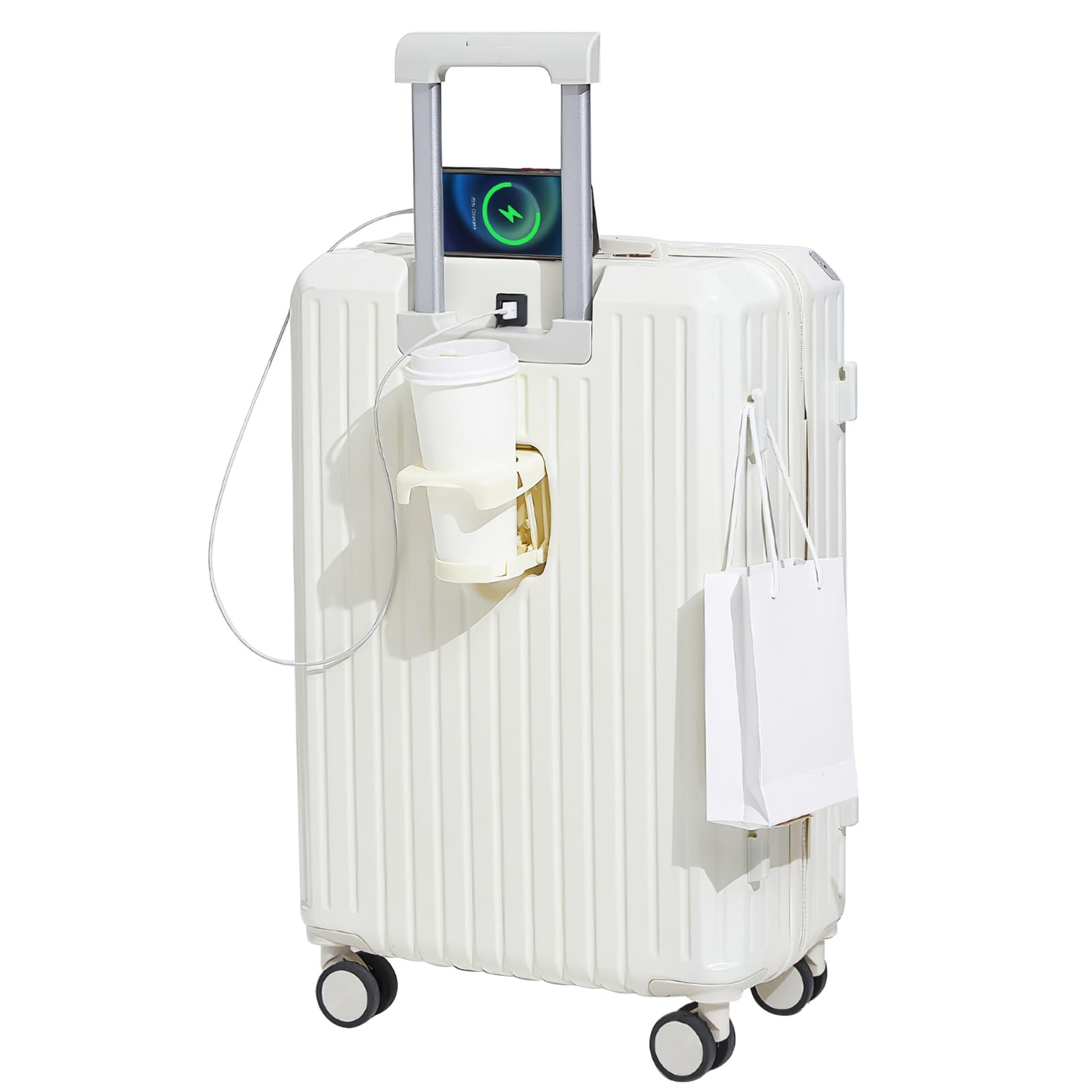 

Carry Carry Ultra Cup USB Silent Double 360 Degree Dial Business Abrasion Pressure Resistant [Leafdeer] Suitcase, Case, Bag, Carry-on, Lightweight, білий