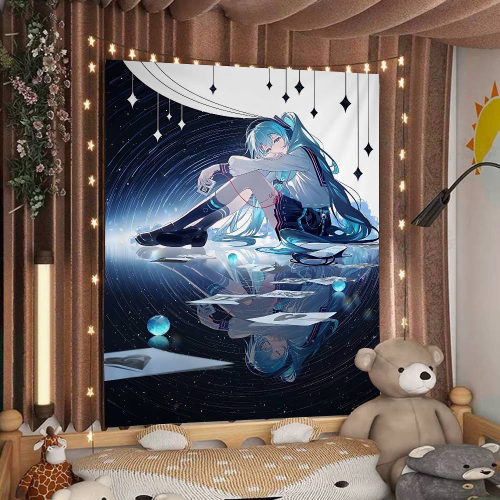 Cute Cartoon HHatsuneS MMikuS Hanging Bohemian Tapestry Hanging Tarot Hippie Wall Rugs Dorm Japanese Tapestry