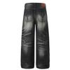 Mens Vintage Washed Denim Wide Leg Pants Street Style Loose Straight Jeans