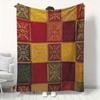 1pc Vintage Floral Pattern Red, Yellow & Green Flannel Throw Blanket - Soft Warm All-Season Cozy Blanket for Sofa, Home, Office, Camping - Machine Was