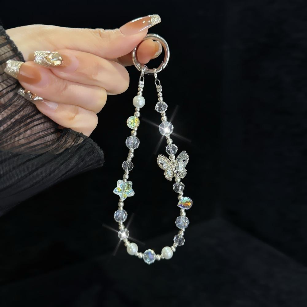 

Подвеска из хрустальных бусин с бриллиантами, съемный ремешок на запястье, новый шнурок для телефона, для женщин и девушек белый
