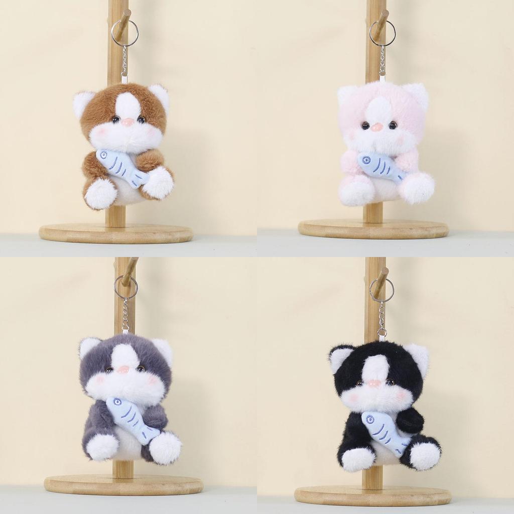 Soft Plush Cat Charm With Short Plush Fabric For Kids Bag Accessory And Collectible