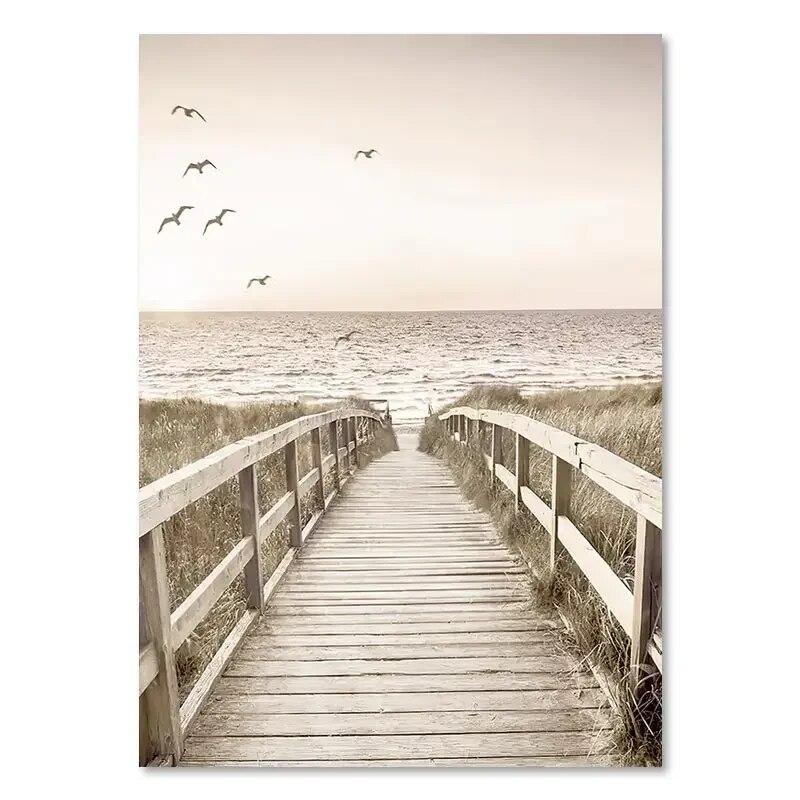 Nordic Beige Flower Grass Canvas Painting Landscape Picture Minimalist Wall Art Poster Scenery Print Modern for Home Room Decor