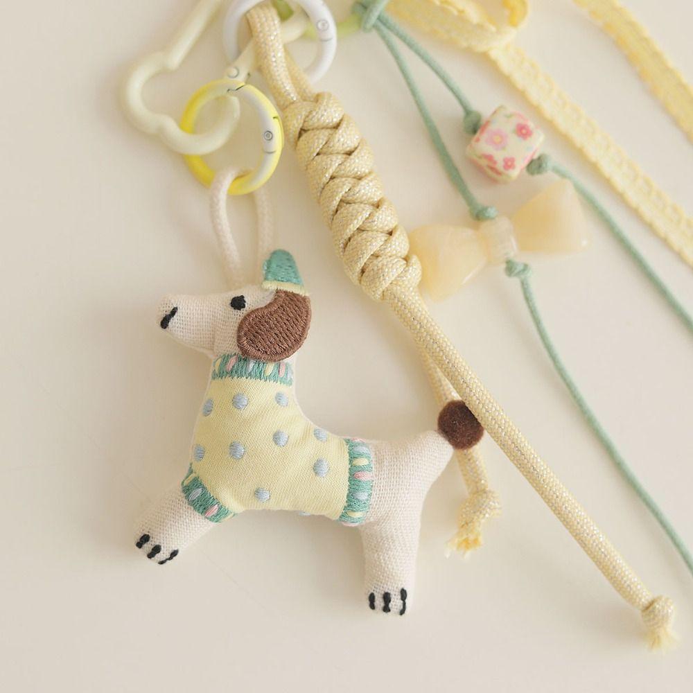 Handmaking Braided Rope Bag Pendant Polyester Fabric Animal Couple Keyring  Jewelry Accessories