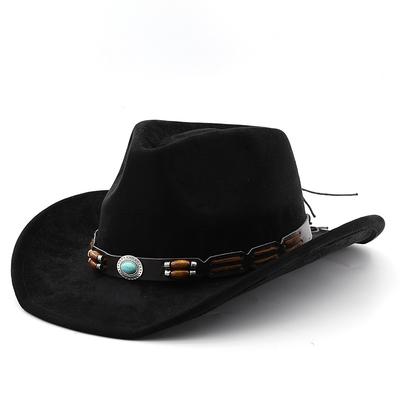Western Cowboy Hat Suede Jazz Hat Men's and Women's Ethnic Style Autumn and Winter Felt Hat Wide Brim Hat