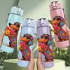 1PC Colorful Floral Dachshund Dog 750ml Color Plastic Sports Water Bottle Leakproof Flip Straw Lid Suitable for Sports Office Home Use