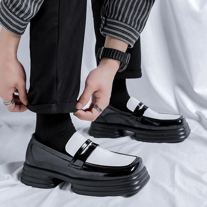 Fashion2024 Spring Men's Genuine Leather Shoes Oxford Square Toe Anti Slip Thick Sole Men's Casual Fashion Loafers Men's Formal Shoes