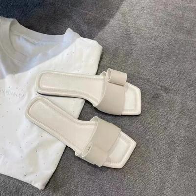 Flip-flops 2024new Female Summer Wear Flat Sandals Fashion with Bow Half Slipper Sandals