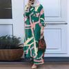 Costum retro din două piese pentru femei musulmane, cu imprimeu floral, cămașă lungă și pantaloni cu picior larg, 2026, pentru primăvară și toamnă