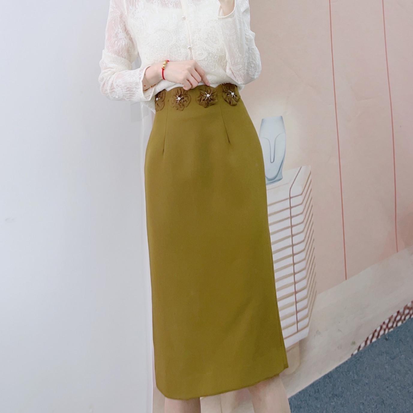 

Spring 2026 Fashionable Versatile Hip-Hugging Bud Skirt 212 Small жёлтый