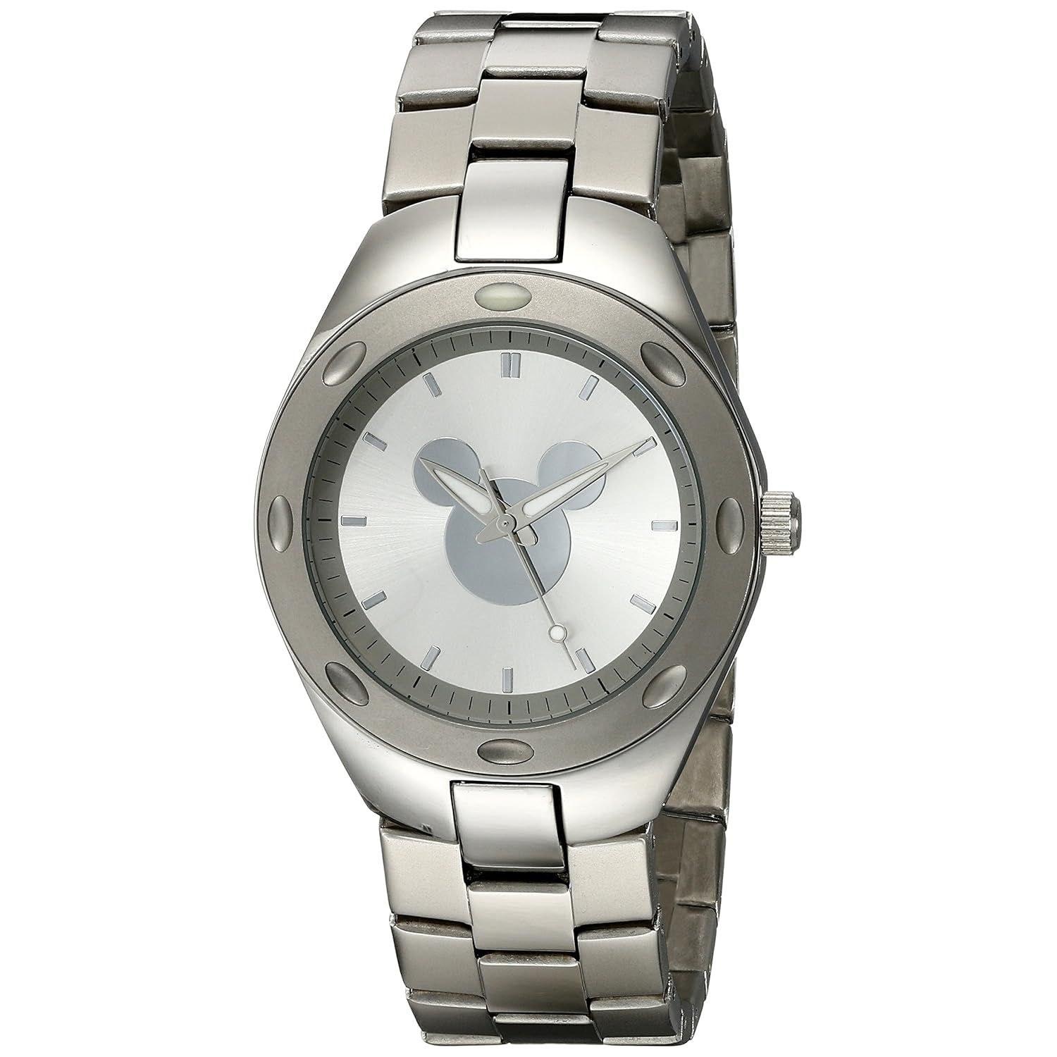Disney Mens Mickey Mouse Analog Quartz Silver Watch