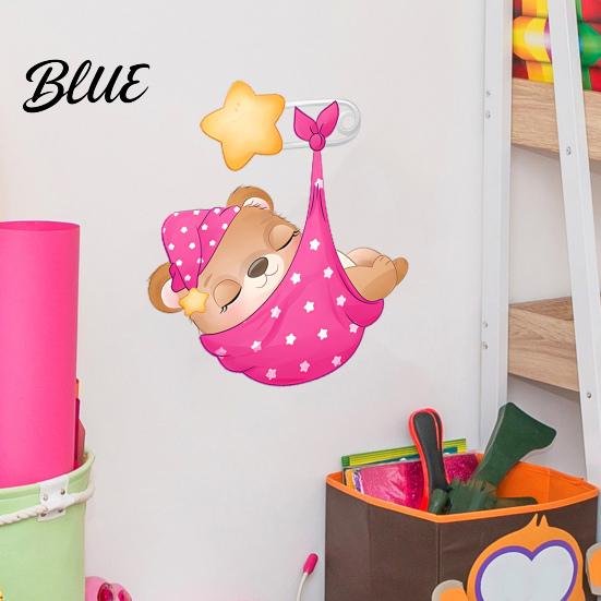 Cute Bear Wall Stickers for Bedroom Kids Room PVC Waterproof Cartoon Animal Decorative Interior Decals Removable Art Mural Nursery Living Room Decor