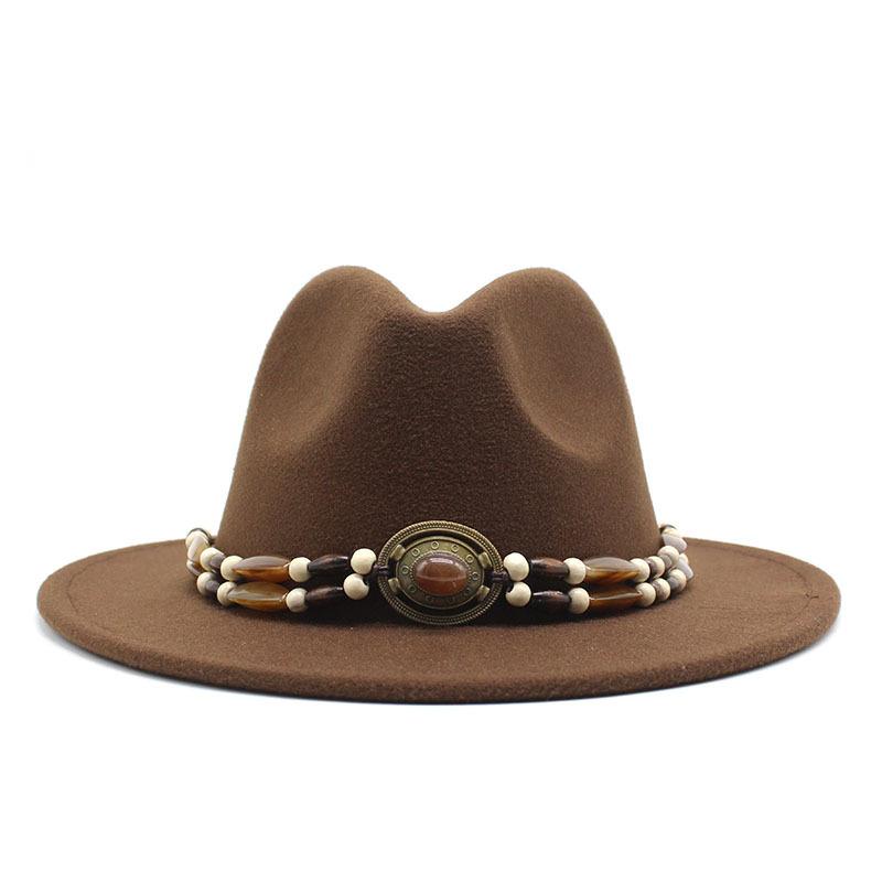 Big Eaves Wool Jazz Top Hat Women'S Casual Big Edge Felt Hat Men'S Jazz Hat 9.5Cm