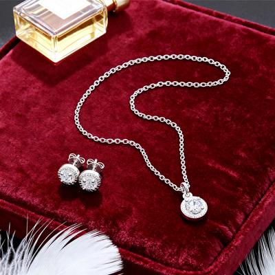 New Arrive   Copper Minimalist Shiny Crystal Necklaces Earrings for Women Versatile Jewelry Sets Christmas Gifts