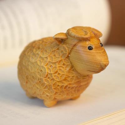 Miniatur Süße Holz Tierkreis Schaf Figur Büro Schreibtischzubehör Heim Innendekoration Statuette Geburtstagsgeschenk