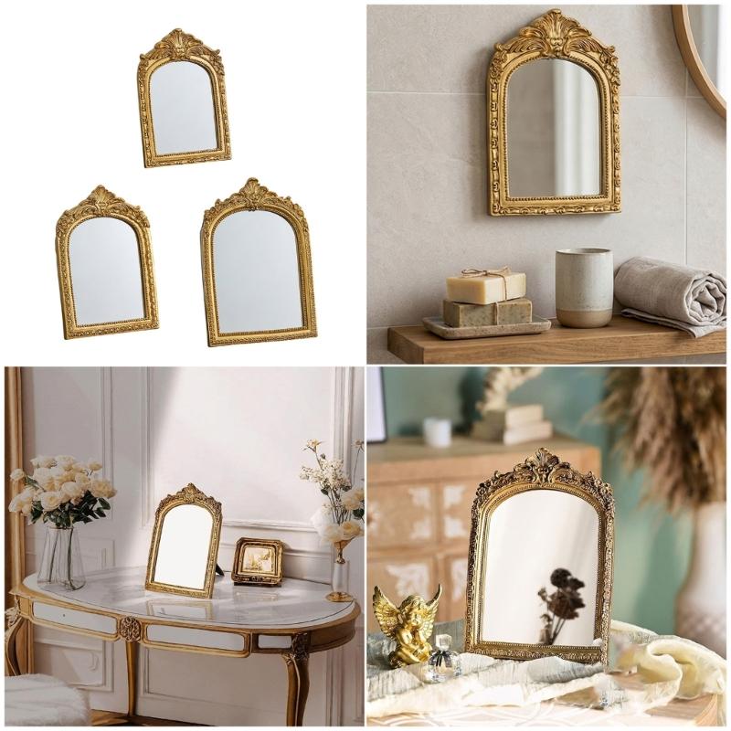 Zierer Wandspiegel in Bogenform mit detailliertem Blumenmuster Harz für Wohnzimmer, Schlafzimmer Kommode