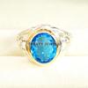 Blue Topaz Oval Cut Gemstone With 925 Sterling Silver Ring For Men's #A886 JL375669038121