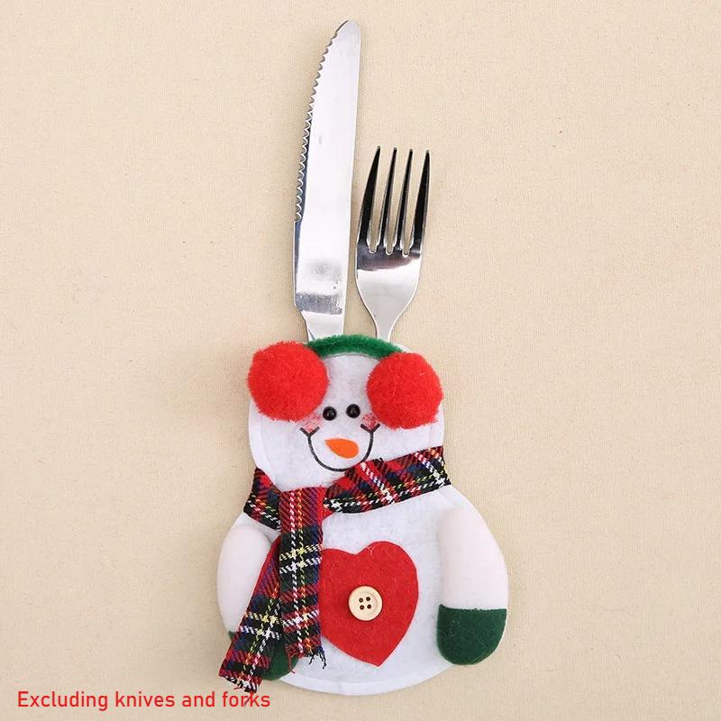 Christmas Cutlery Cover Santa Claus Knife and Fork Protective Cover Cloth Art Knife and Fork Set Decor for Xmas Dining Table