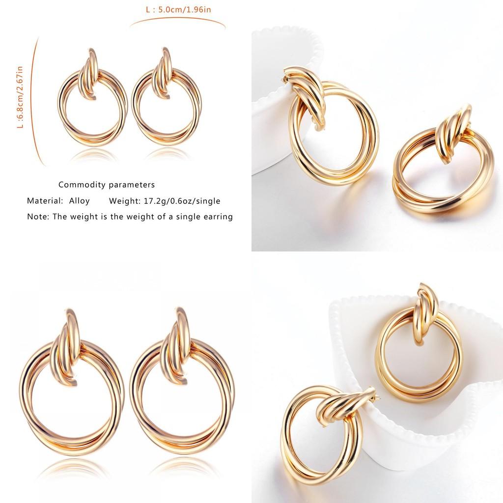 Sleek Gold Alloy Earrings For Women Simple Yet Trendy Perfect Birthday Gift