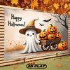 One Halloween party banner - featuring a cute pumpkin and witch hat design with a polyester fabric background.zyc