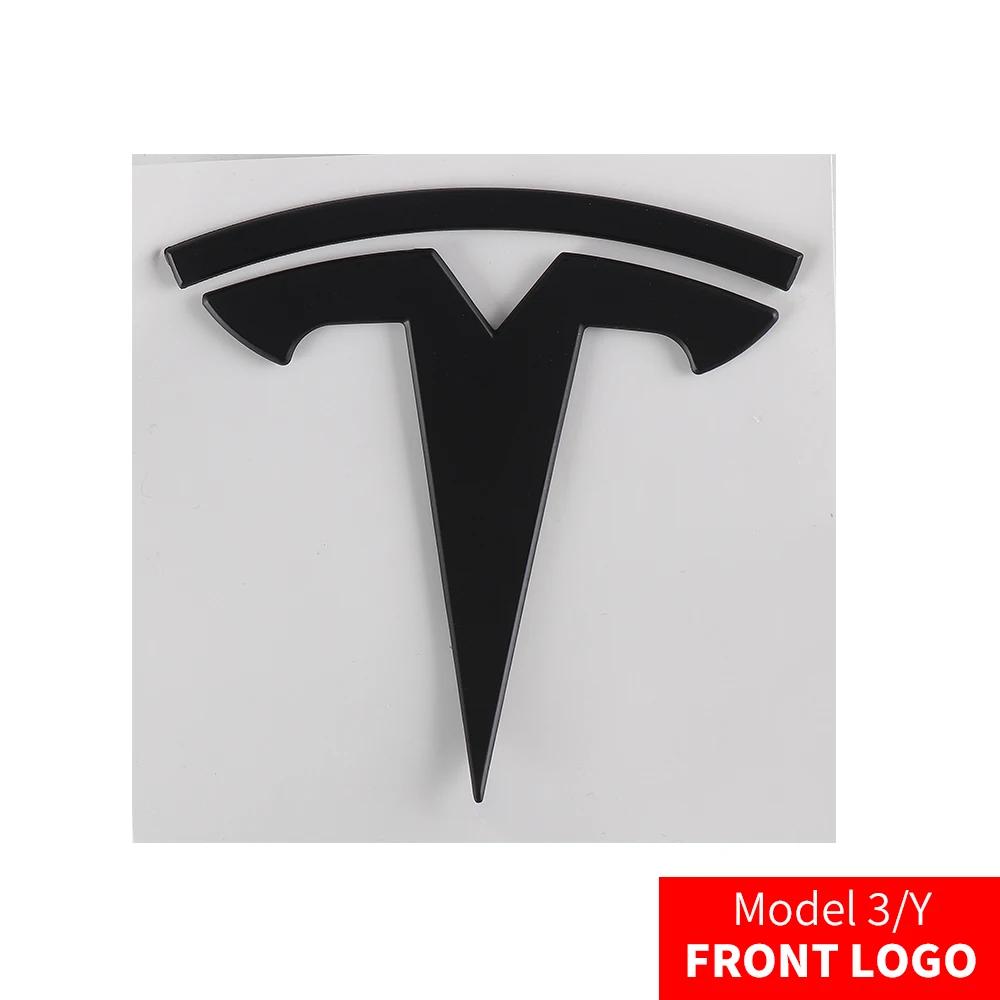 Car Sticker Tesla Tesla Car Front Emblem Rear Trunk Emblem Sticke for Model 3 Mode Y Metal Logo Replacement Rear and Rear Logos 