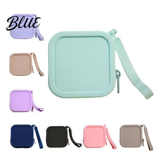 Small Silicone Coin Purse Pouch with Zipper And Wrist Strap Square Shockproof Durable Change for Kids Storage Bag Lightweight Compact Headphones
