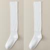 Female Spring and Autumn Pure Color Pure To Sweet Splicing Pleat Fold Wear Long Leg Socks