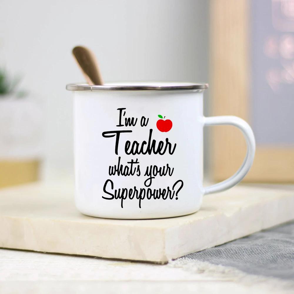 Es braucht ein großes Herz, um kleine Geister zu formen Lehrer Emaille Tasse Kreativer Lehrer Schule Wasserbecher Kaffeetassen Lehrertagsgeschenke