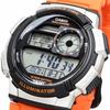 Casio AE-1000W-4BV World Time Digital Men's Watch, Orange and Silver, Overseas Model