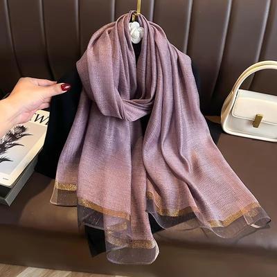 Silk Wool Scarf Shawls And Wraps For Women Stripe Bufandas Foulard Headkerchief Pashmina Poncho Scarves Headband Hijab Bandana