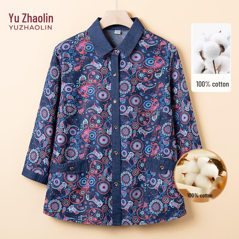 YUZHAOLIN Women s 100% Cotton Floral Shirt XL