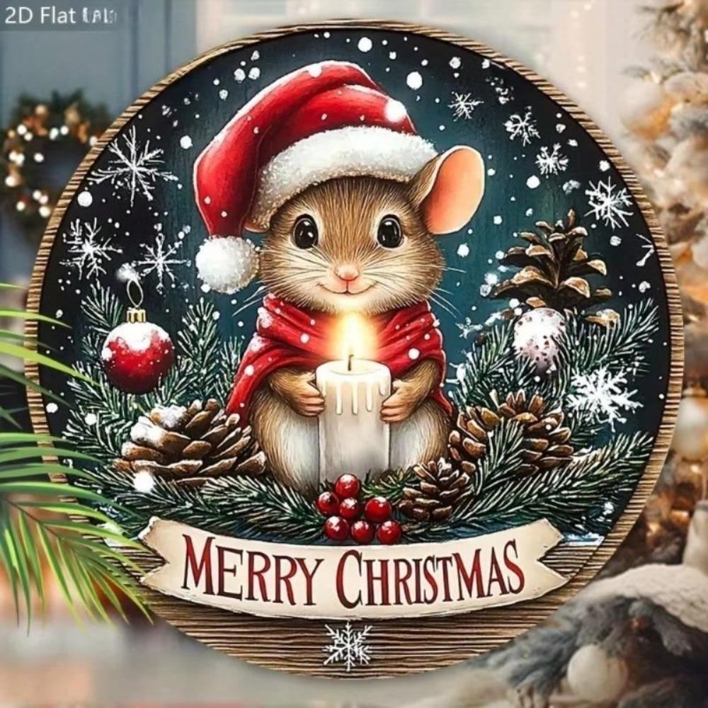 Christmas Ornament 2D Metal Wall Art Front Door Hanging Decor Holiday Gift