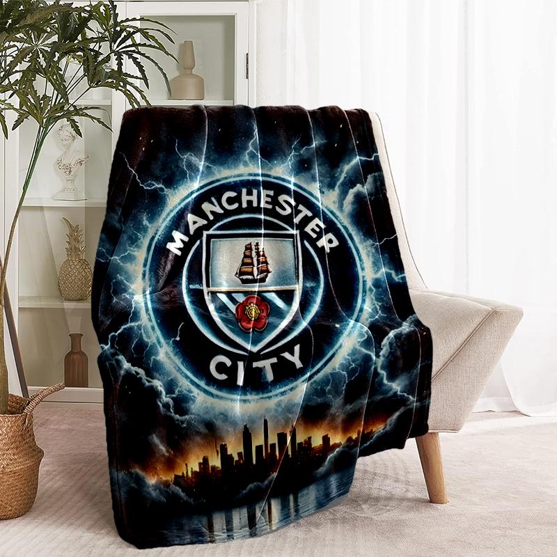 Manchester City FC Print Blanket - Soft & Comfortable, for Bedroom, Travel, Sofa, Home Decoration - Birthday Christmas Gift for Friend