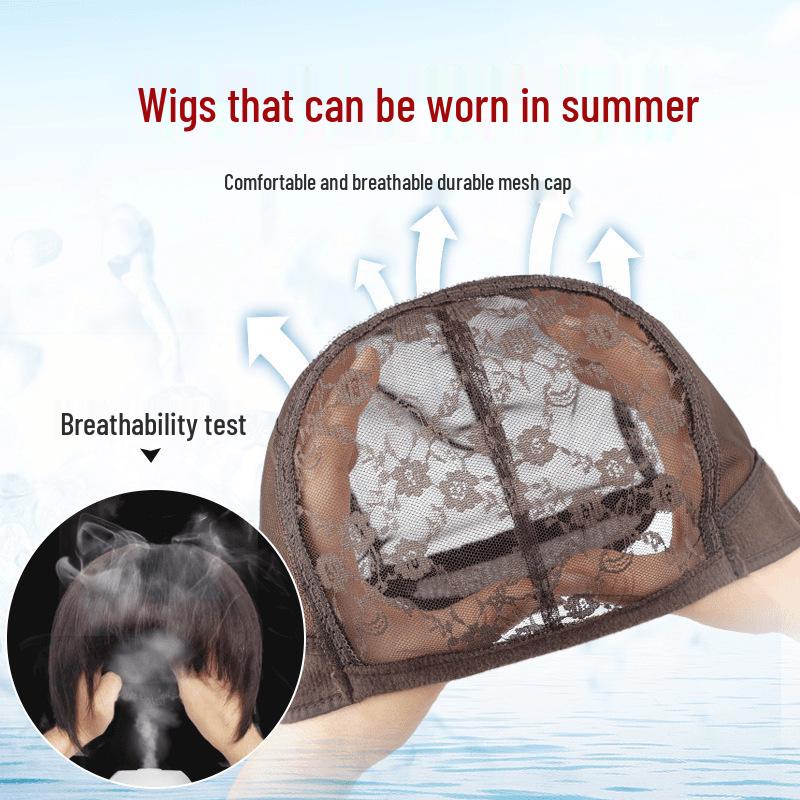 Curly Wig Cap for Middle-Aged & Elderly Women - Real & Synthetic Hair Blend