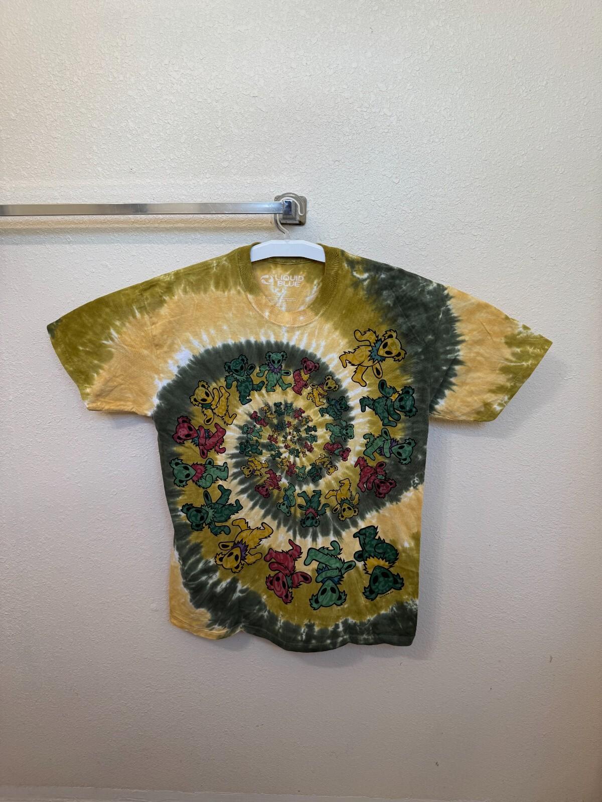 liquid blue grateful dead alien spiral bears shirtglow in dark shirt XL