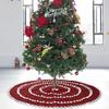 Burlap Elegant Red Christmas Tree Skirt Featuring Chic Bubble Edges For Stunning Festive Display