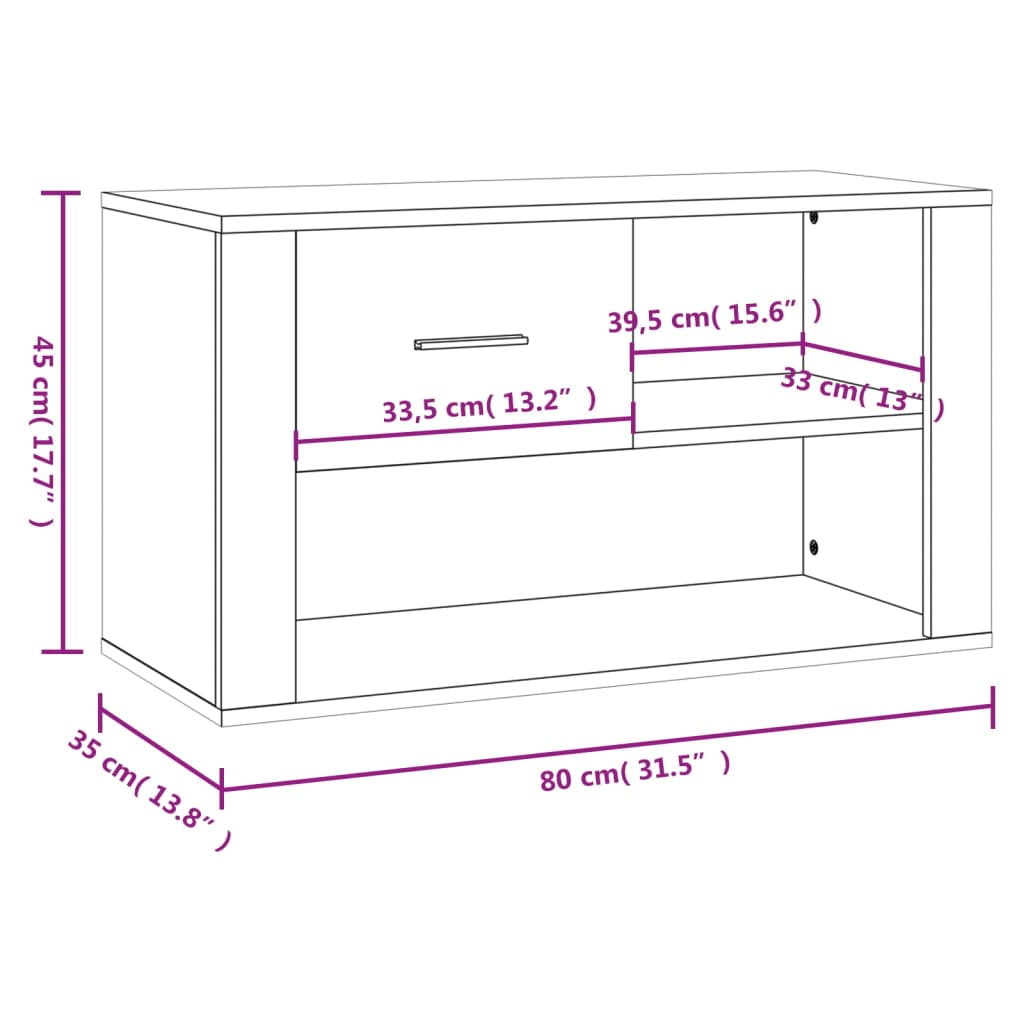 Shoe Cabinet High Gloss White 80 x 35 x 45 cm Engineered Wood