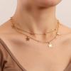 Trend Double Clavicle Chain Pentagram Pendant Necklace Women's ins Metal Wind Necklace Versatile