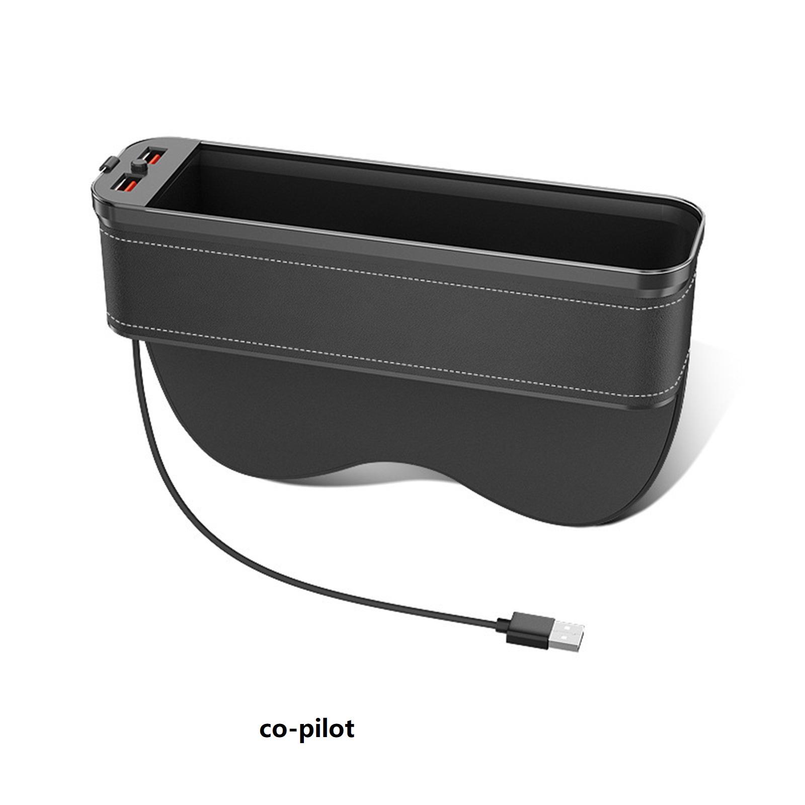 

Car Crevice Storage Box With 2 USB Charger Colorful LED Seat Gap Slit Pocket Seat Organizer Card Phone Bottle Cups Holder
