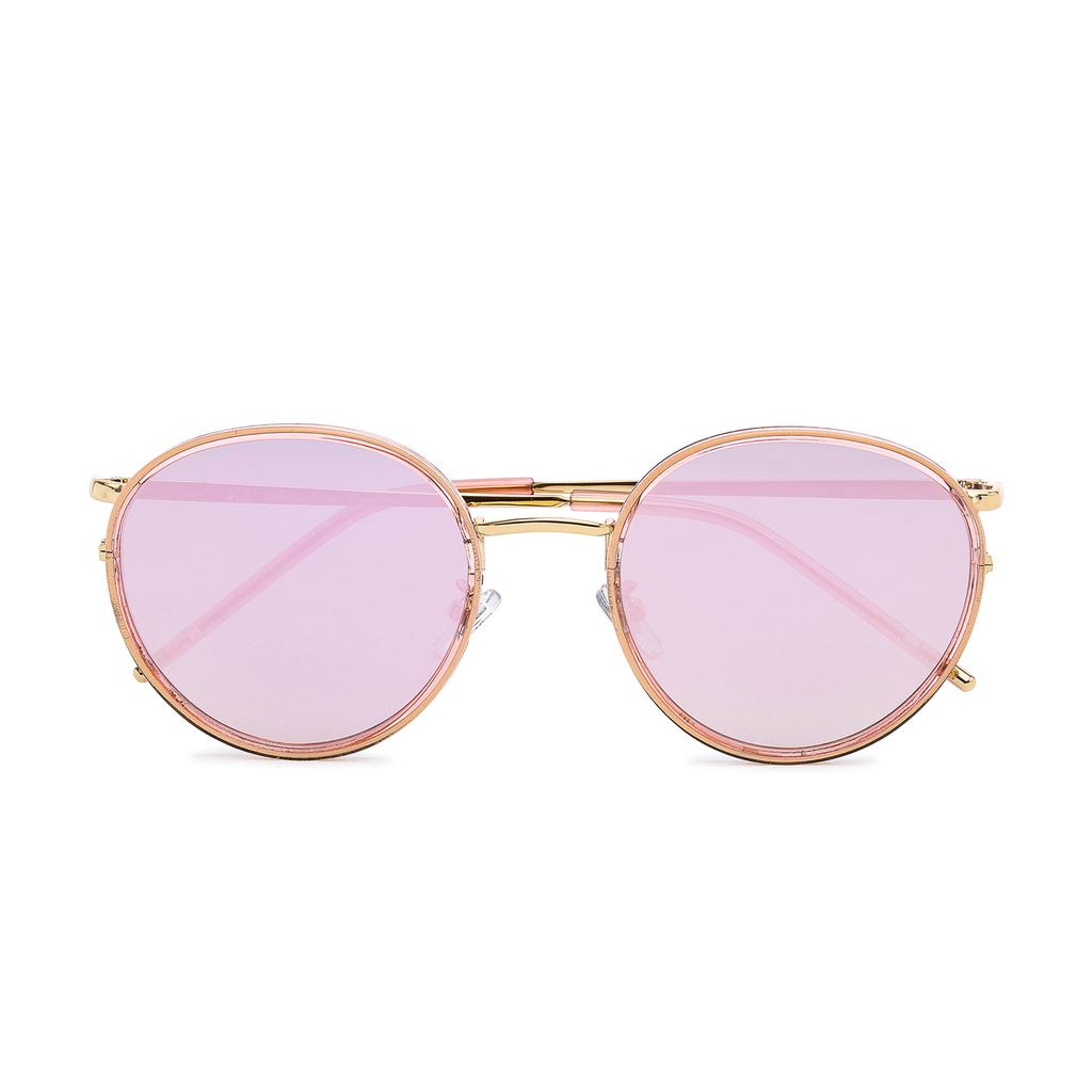 Alloaiweeo [Alo] Al4902A 1514G Rosa Blüte Runde Soltex Spiegel Sonnenbrille