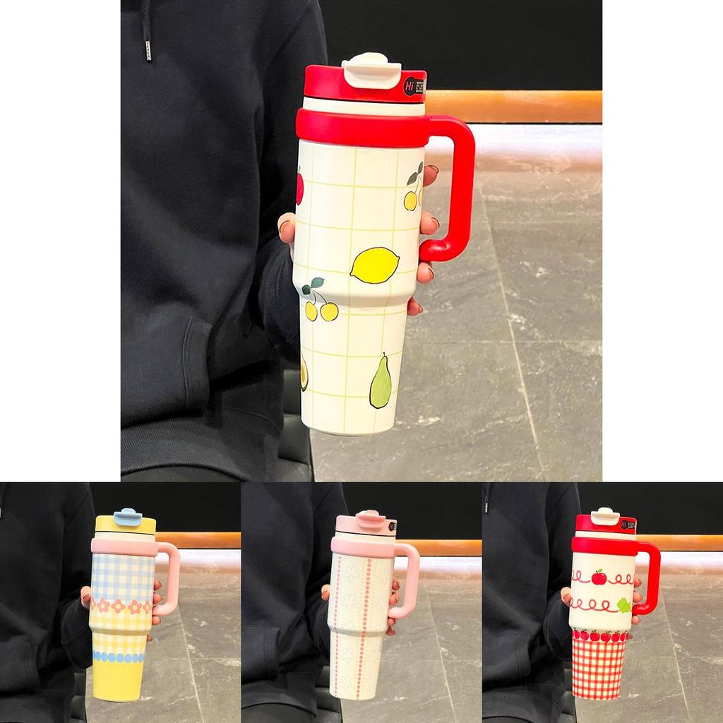 1000ml Insulated Travel Mug With Lock And Straw For Outdoor Use