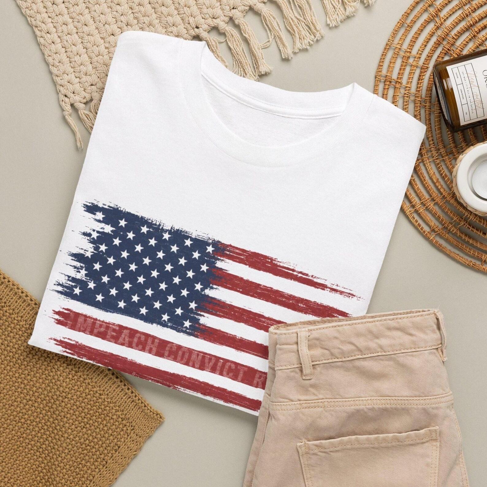 Impeach Convict Remove Tshirt, Anti Trump Flag Shirt, Political Protest Tee, Liberal Top, Democrat Gift L