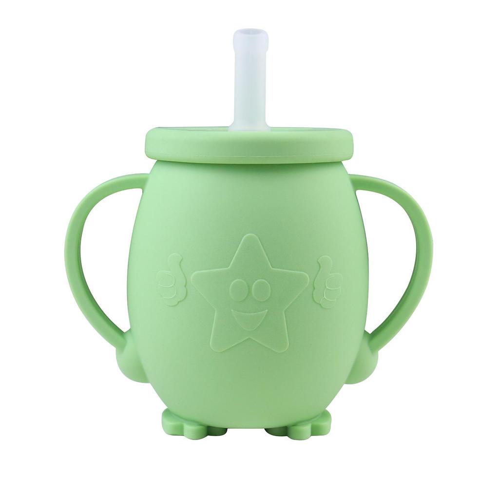 Silicone Toddler Training Cup with Straw Lid, Anti-fall Design