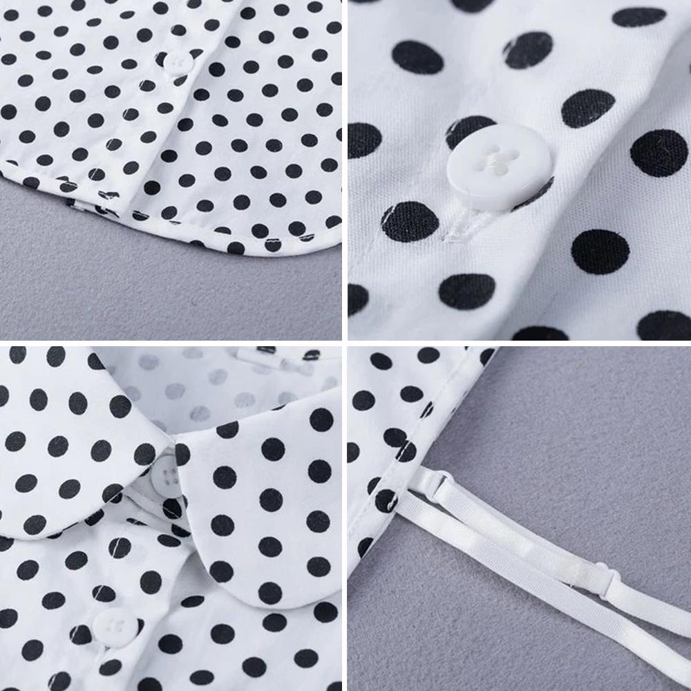 Polka Dots Shirt Detachable Collar Front Tie White Fake Collar Women Stand Detachable Collar Fake Vintage False Blouse Collar