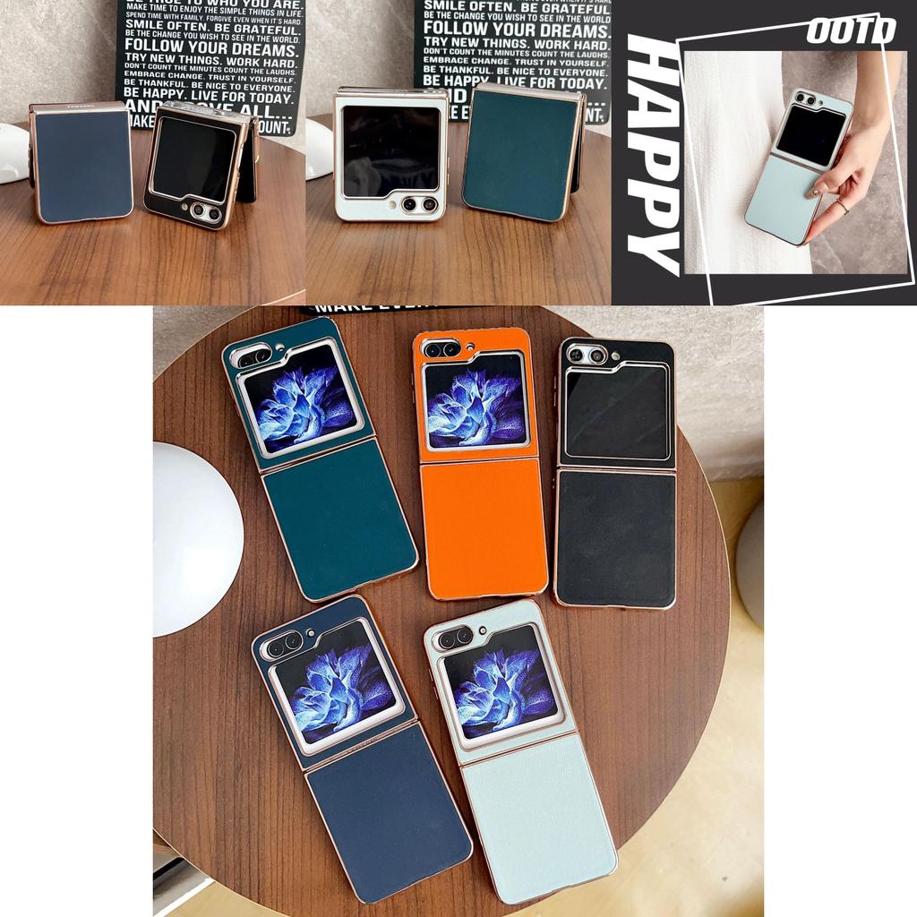 Durable Electroplated Leather Texture Phone Case For Samsung Galaxy Z Flip5 Anti-shock