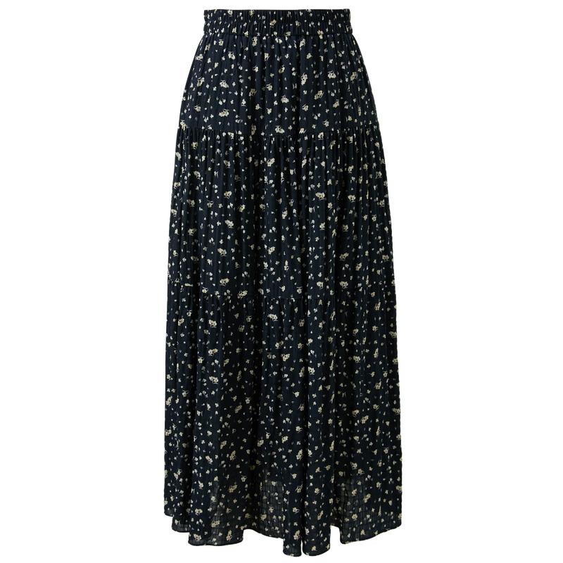 SanCai 2026 French Floral High-Waist A-Line Maxi Skirt XL